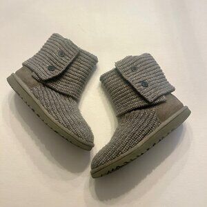 UGG Grey Cardy Knit Sweater Boots US 5M *Fold-Down Button *Women's *Girls